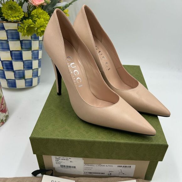 Women's Gucci GG Leather pumps size 39.5 made in Italy - Picture 1 of 11